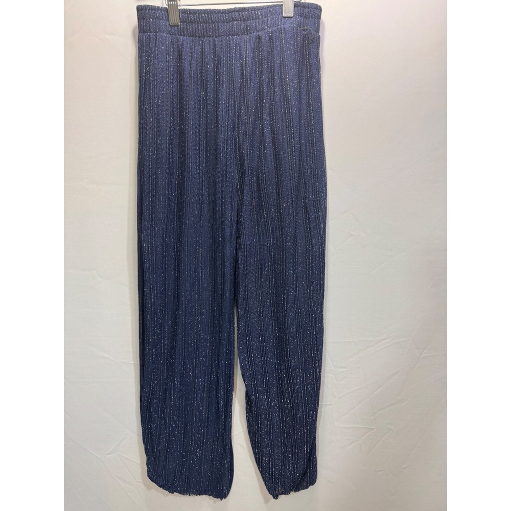 Shiny New York Navy Blue Metallic Knit Sleeveless Top Plus Size Sparkle Shimmer